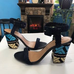 CROWN Vintage Cadence Braided Strap Navy Heel Sandals